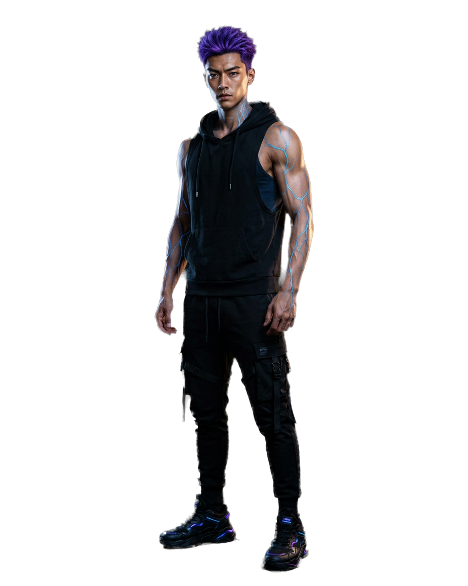 Neon cyberpunk StreetBuzz 3D character